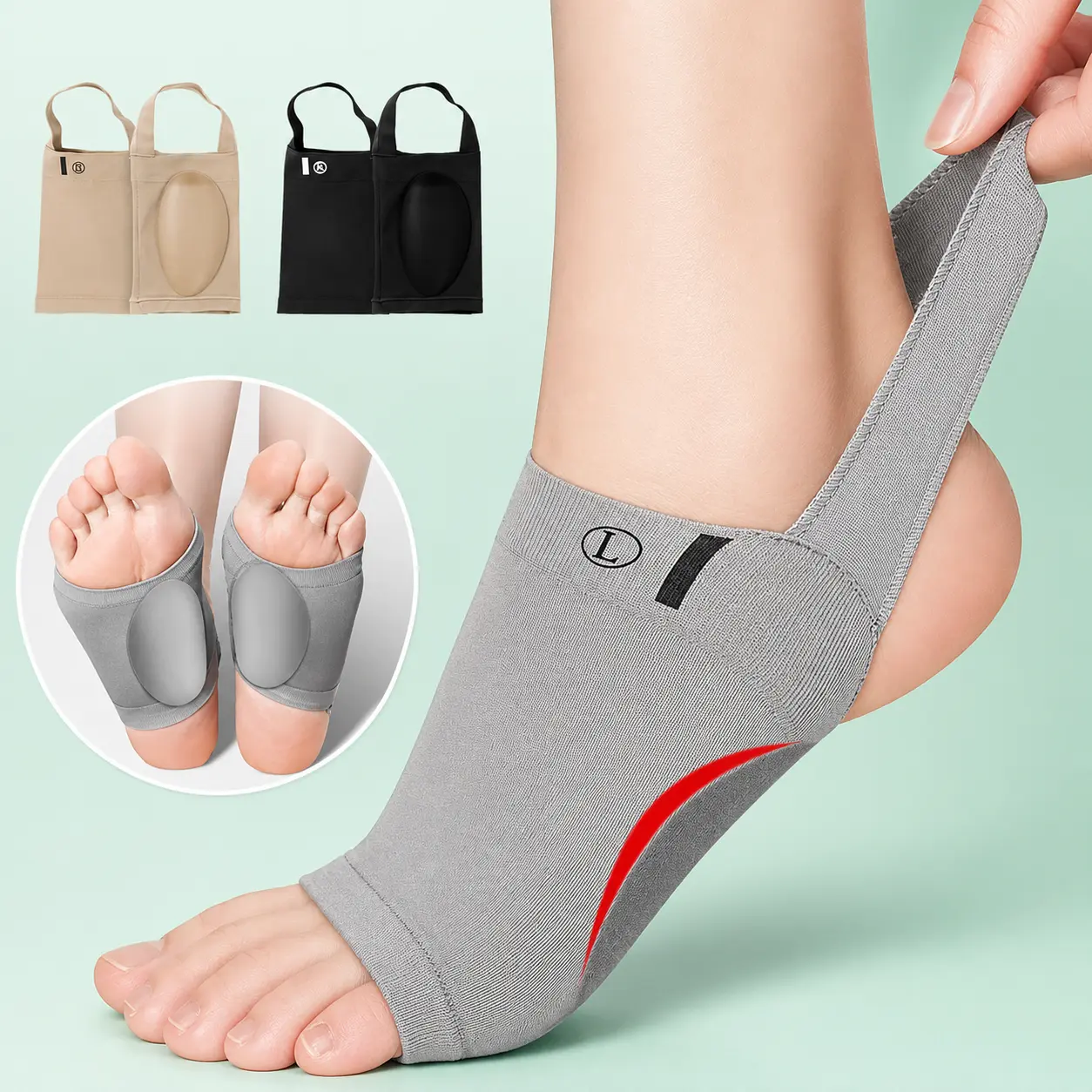 Silicone Arch Support Insoles for Woman Men Flat Foot Corrector Plantar Fasciitis Pain Relief Sleeve Socks Orthotic Insoles