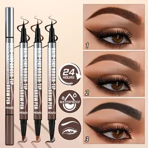2-In-1 Double-Ended Eyebrow & Eyeliner Pen, Waterproof 24h Long-Lasting, Hair-Like Brush Tip, Natural Fluffy Brows & Precise Eyeliner, 3 Shades