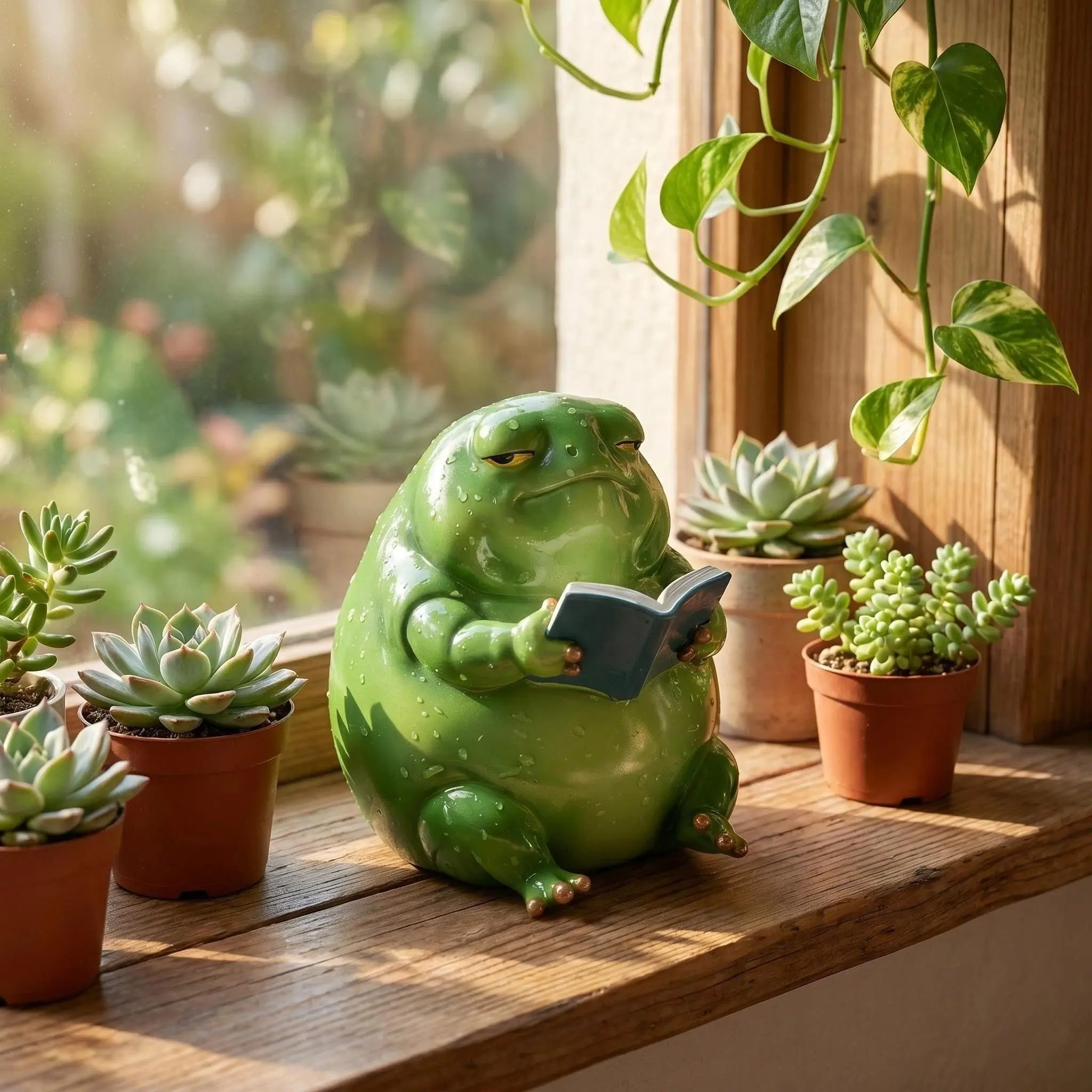 Emotional Support Frog Figurines - Funny Frog Sculpture for Shelf, Desk Decoration - Frog Desk Accessories - Perfect Cute Frog Gift for Frog Lovers