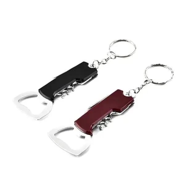 Multifunctional Bottle Opener Keychain - Corkscrew & Beverage Set For Beer  Wine Soda Compact Keyring Travel Camping Parties Pack Of 2