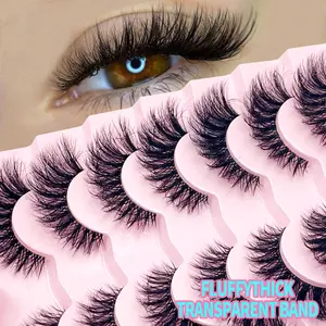 7 Pairs False Eyelashes Fluffy Natural Look Lashes With Clear Band Faux Mink Lashes Fake Eyelashes Three-Dimensional Strip Lashes For Daily Wear