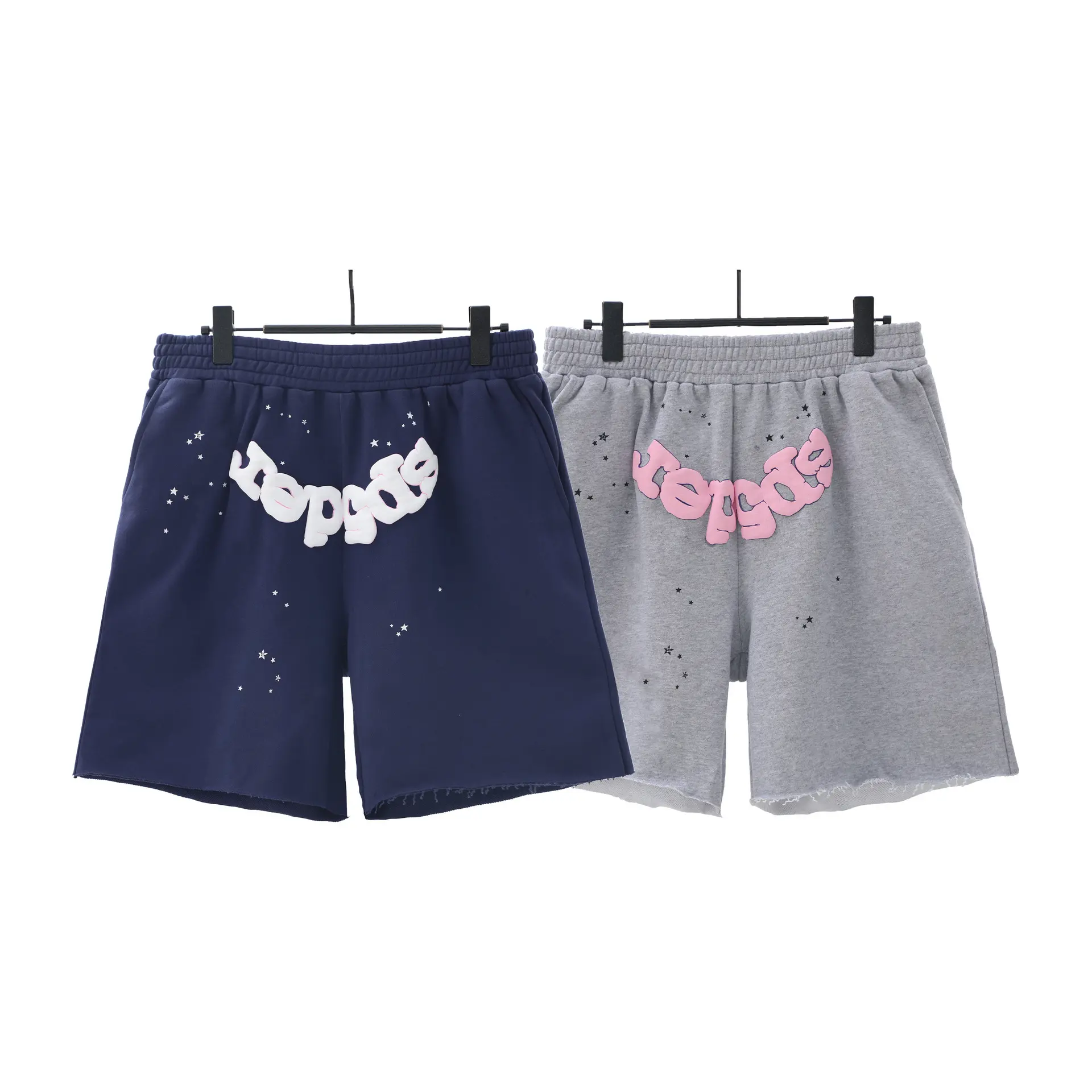 SP5DER Short-Sleeve T-Shirt with Foamed Letter Print, Shorts, Unisex Summer Sports & Casual Capri Pants