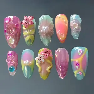 Mermaid Press On Nails Jelly Pastel 3D Shell Ocean Fantasy Design