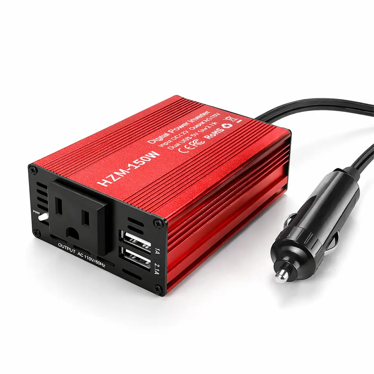 【DealsForYouDays】Yocrostar 150W Car Power Inverter – DC 12V to AC 110V, Aluminum Housing, USB-C PD 30W Fast Charging & USB-A QC 18W Port, Dual AC Outlets for Vehicles, Laptops, Phones & Cameras summerwins