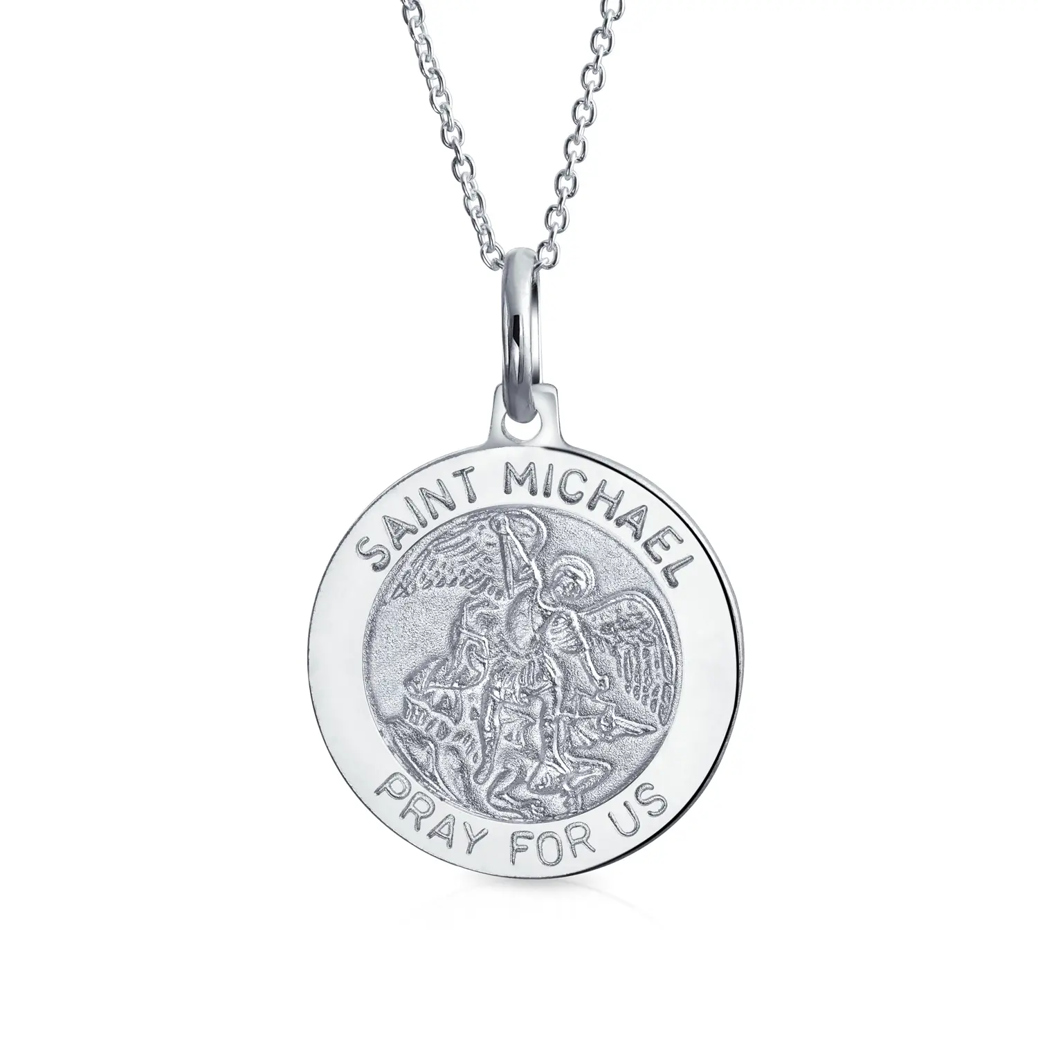 Saint Michael Military Police Security Sterling Silver Pendant Necklace
