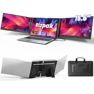 One Cable Laptop Screen Extender, 15.6” Ultra-Slim Triple Portable Monitor, 1080P FHD IPS Display, USB-C/USB-A Connection, Travel Monitor for 13–17.3" Laptops, MacOS/Windows/Android