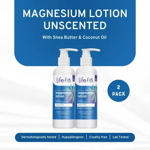 Life-flo Unscented Magnesium Lotion 2-Pack — Sensitive-Skin Variant — Daily Magnesium Routine (60-Day Supply)