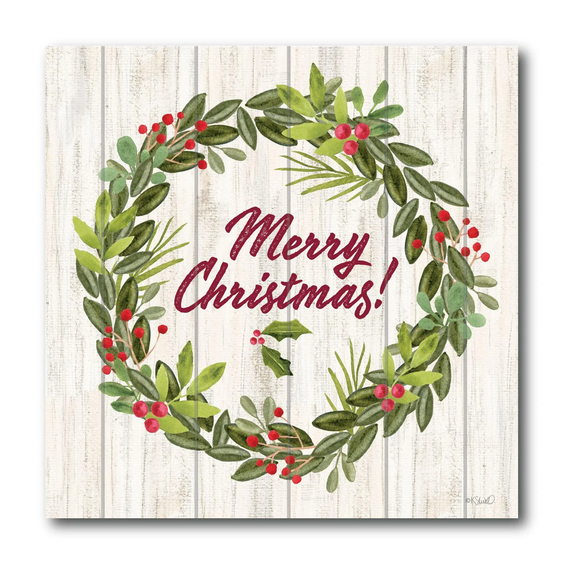 Courtside Market Merry Christmas wreaths 16x16 Canvas