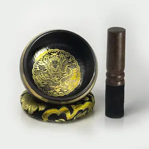 Tibetan Hand Hammered The Dragon Singing Bowl Made in Nepal Healing Meditation. Relaxation ,improved , mood calm tranquility  Relief from physical pain, tension, Mental Focus,  Relief of depression or anxiety, chakra cleansing, kundalini