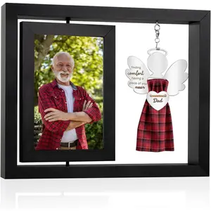 Memorial Sympathy Gifts for Loss of Dad, Wooden Memorial Picture Frame for Loss of Father Remembrance, Bereavement Condolence Grief  in Loving Memory, Display Two 4x6 Photos