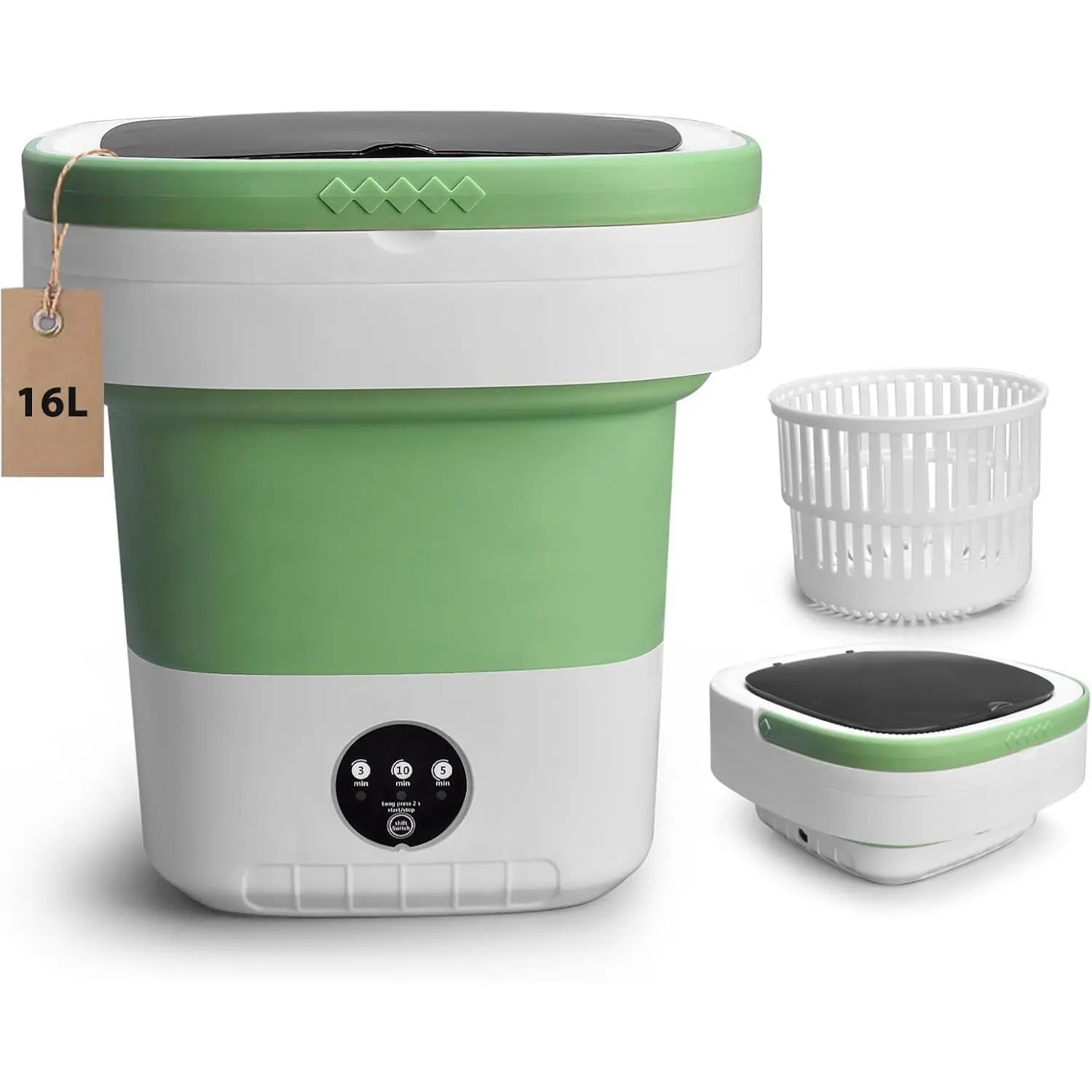 Foldable Compact Mini Portable Washing Machine - High Efficiency, Upgraded Spin Basket, 3 Modes, Spin Wash Mode for Students, Apartments, Dorms, Outdoor Activities Use, 13*12 inches