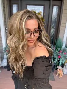 AISOM Shara Iced Latte Loose Water Wave 13x4 Free Part Lace Front Wig with Scandinavian Hairline Low Density 120% Heat Friendly Synthetic Hair Wigs 18 Inchesl Daily Use for Women