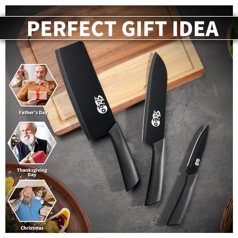 3-piece knife set household chef knife vegetable knife fruit knife set for cutting meat, vegetables and fruits sharp kitchen knives Block