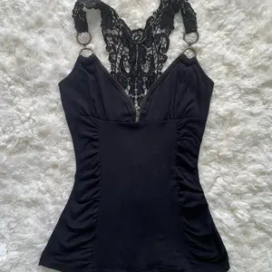 TOP American retro Vintage hot girl pure cotton lace camisole niche design zipper slim fit top