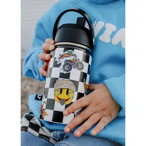 Checkered Sticker Slap Water Bottle