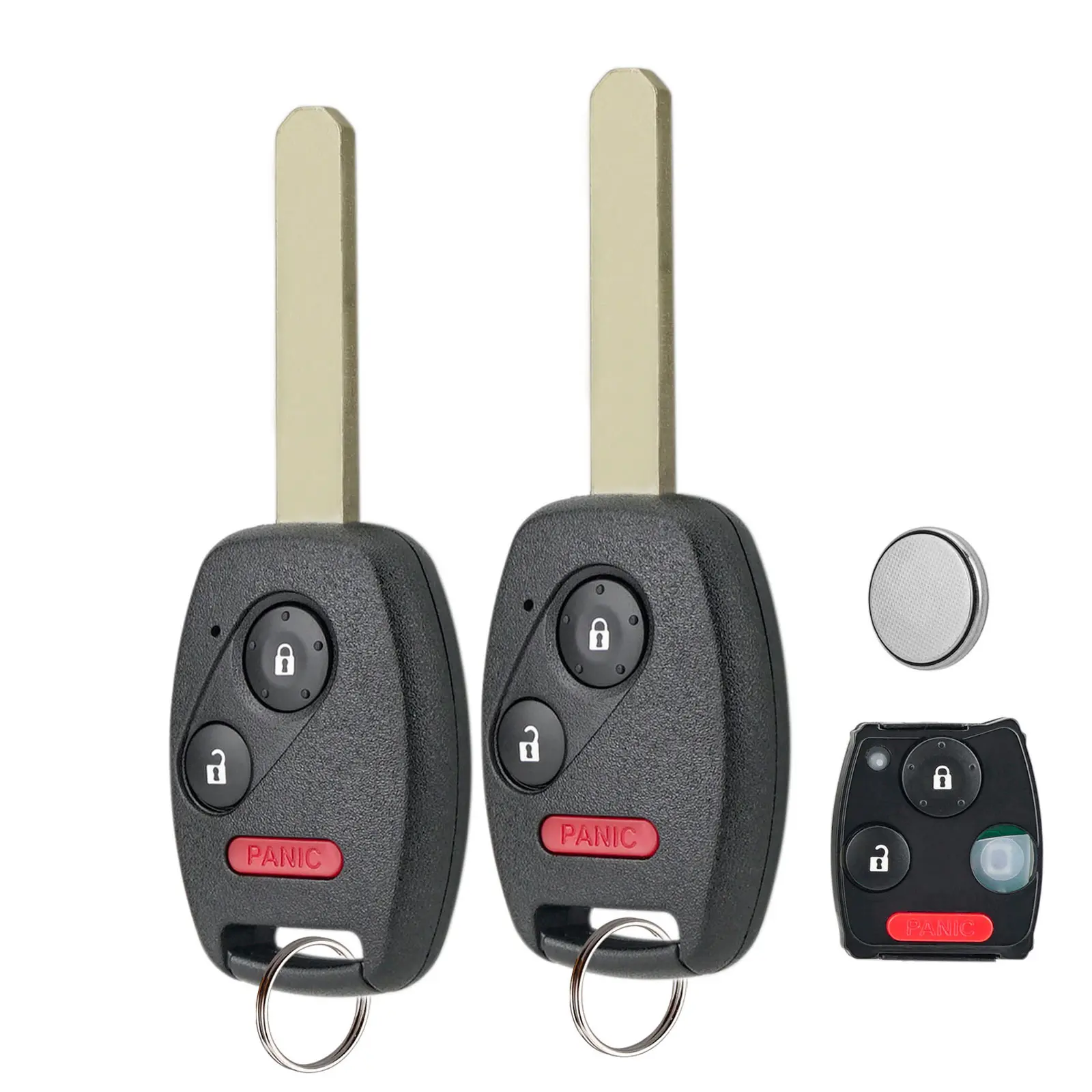 Car Remote Key Fob Replacement, 2-Pack 3-Button Keyless Entry 2 x Remote Key Fob for Honda Fit, Insight, CR-V, Crosstour, CR-Z (2007-2013), MLBHLIK1T