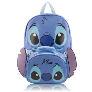 Fast Forward Stitch Backpack With Lunch Box, Blue Backpack for School and Reusable Lunchbox