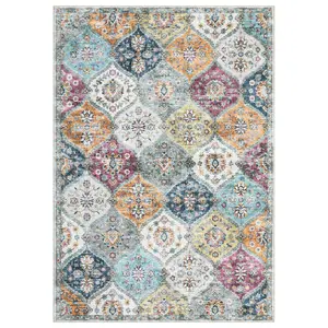 【Christmas Gift】Washable Vintage Hallway Runner Retro Accent Floral Print Kitchen Mat Purple/Yellow 2 x 6(ft)
