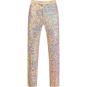 MOGU Mens Sequin Blazer Pants Slim Fit Sport Coats Shiny Gold Dress Suit Jacket Trousers Tuxedo for Prom Party Dinner