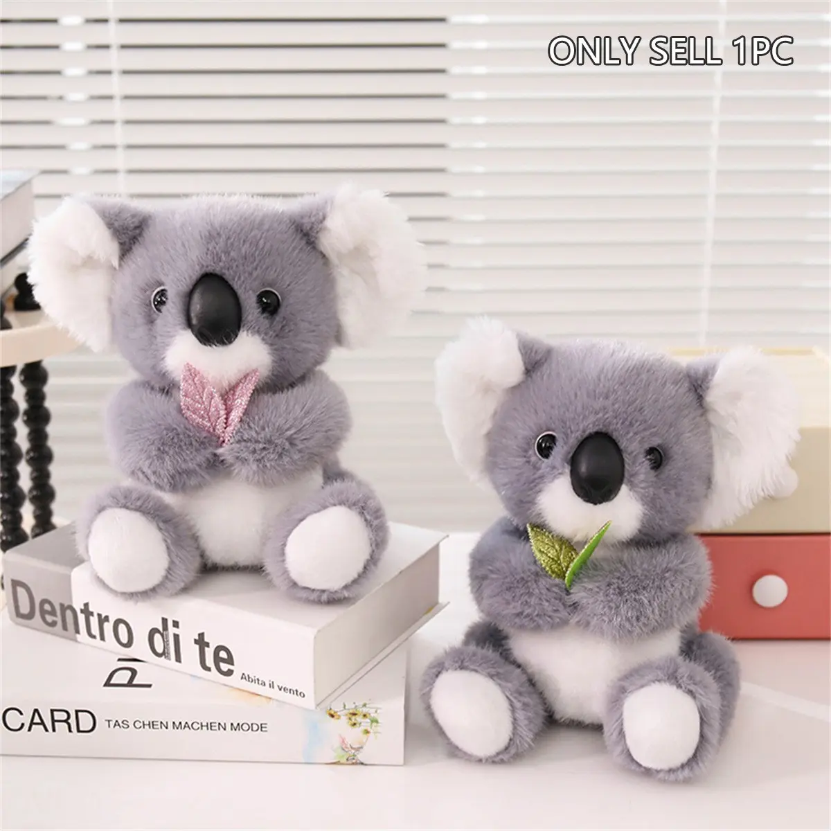 Cuddly Koala Plush Toy with Leaf, Soft and Fluffy Cute Stuffed Animal, Home Decor, Car Decoration, Wedding Gift, Kids Birthday Gift, Mother's Day Gift, Huggable Stuffed Animal