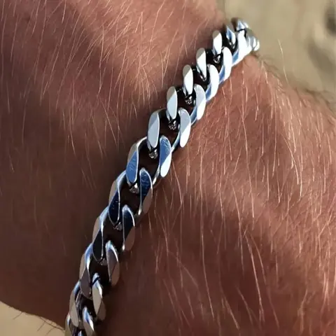 Men's Simple Plain Cuban Link Bracelet, Hot Fashion Stainless Steel Chain Matching Bracelet for Men, Trendy All-match & Exquisite Vintage Jewelry for Birthday Gift, Trendy Bangle, Stainless Steel Bangles, Cuban Bracelets