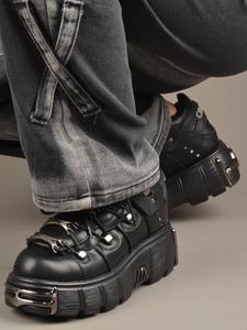 black shoes for women, punk fashion lace up platform sneakers, casual comfortable shoes for daily wear, perfect for students and outdoor