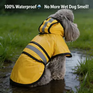 Waterproof Dog Raincoat | Reflective Pet Rain Poncho with Leash Hole & Hood | Adjustable Lightweight Jacket for Small Medium Large Dogs