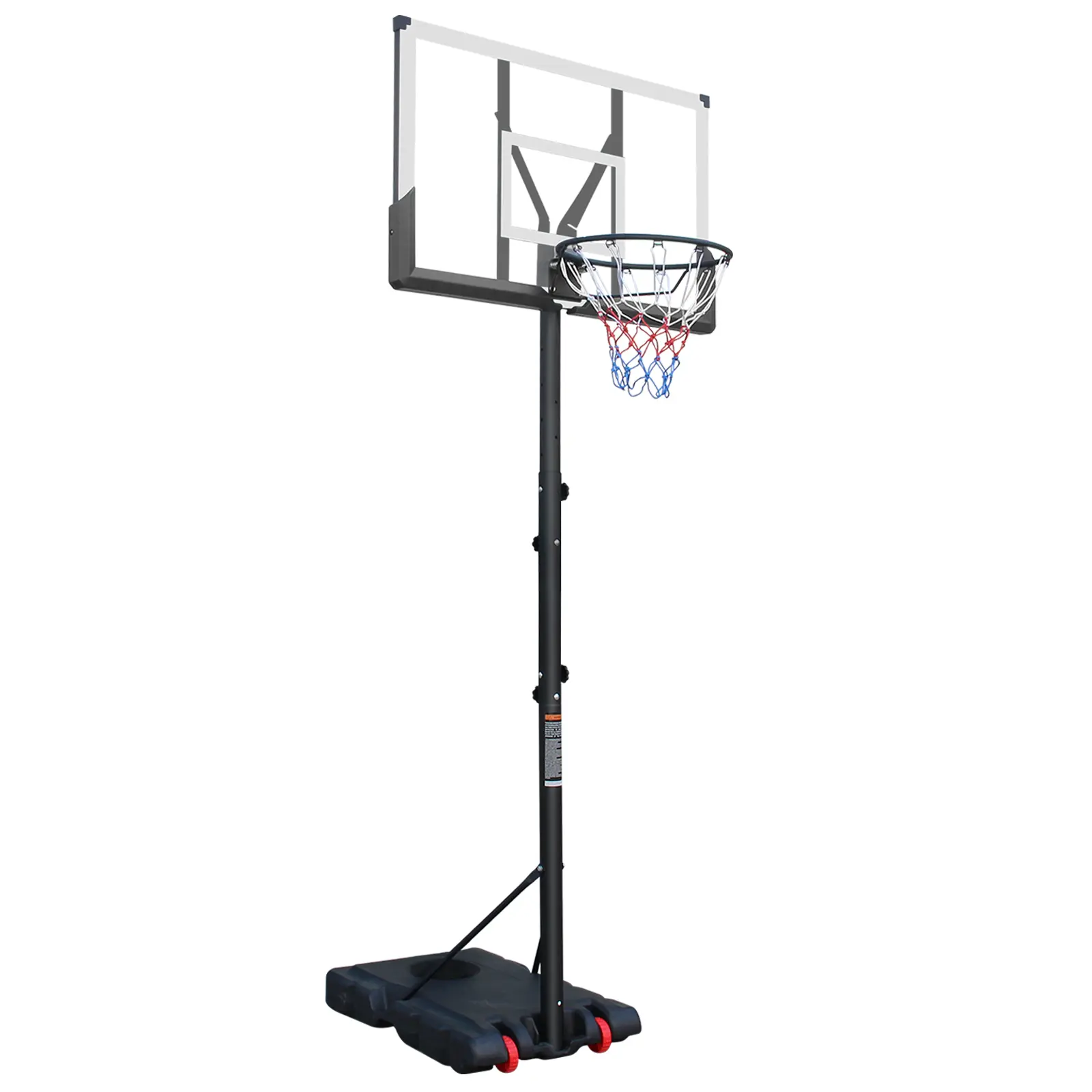 Portable Basketball Hoop with 44-Inch Backboard, Height Adjustable from 5.73 to 10 Feet, Indoor Outdoor Use, Wheels for Easy Moving, Black and White