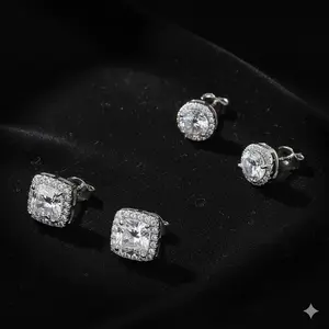 Elegant S925 Silver Moissanite Stud Earrings - Classic Fashion Unisex Ear Jewelry Gift for Men Women Birthday Mother's Day Wedding Set
