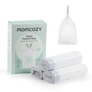 Momcozy 13 Gallon Drawstring Diaper Pail Bags, 45 Count Trash Bag Refills, 3 Rolls x 15 Bags, Compatible with Momcozy Diaper Pail, Ultra-Thick Disposable Diaper Disposal Bags for Nursery