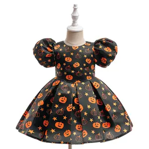 Black Ball Gown 055 Baby Girl Clothes Kids Party Holiday Toddle Halloween Dress Child Cosplay Costume Fancy Carnival Pumpkin Witch Vampire Princess Frock 6M-3Y