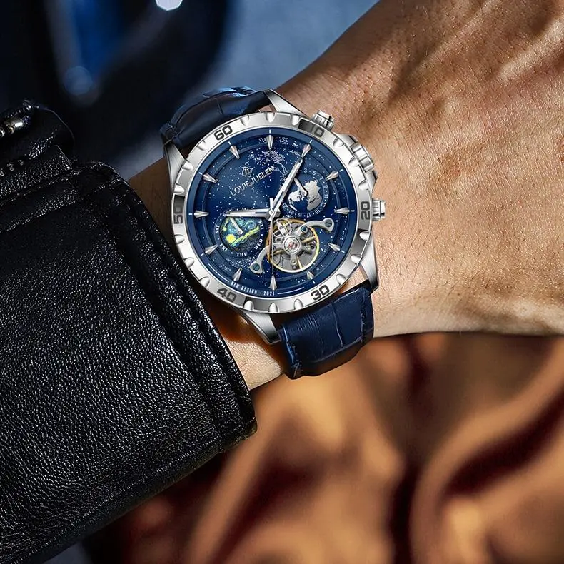 Premium Luxury Swiss Watch: Starry Ocean Series - 45mm Bold Dial, Exquisite Grandeur | Swiss Automatic Mechanical Movement | Alloy Dial | Water-Resistant & Luminous | Shockproof Design | Ideal for Business, Parties & Fashion Ensembles