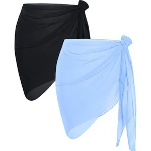 2 Pieces Women Beach Sarong Bathing Suit Wrap Skirt Sheer Bikini Swimsuit Cover Ups for SwimwearGift