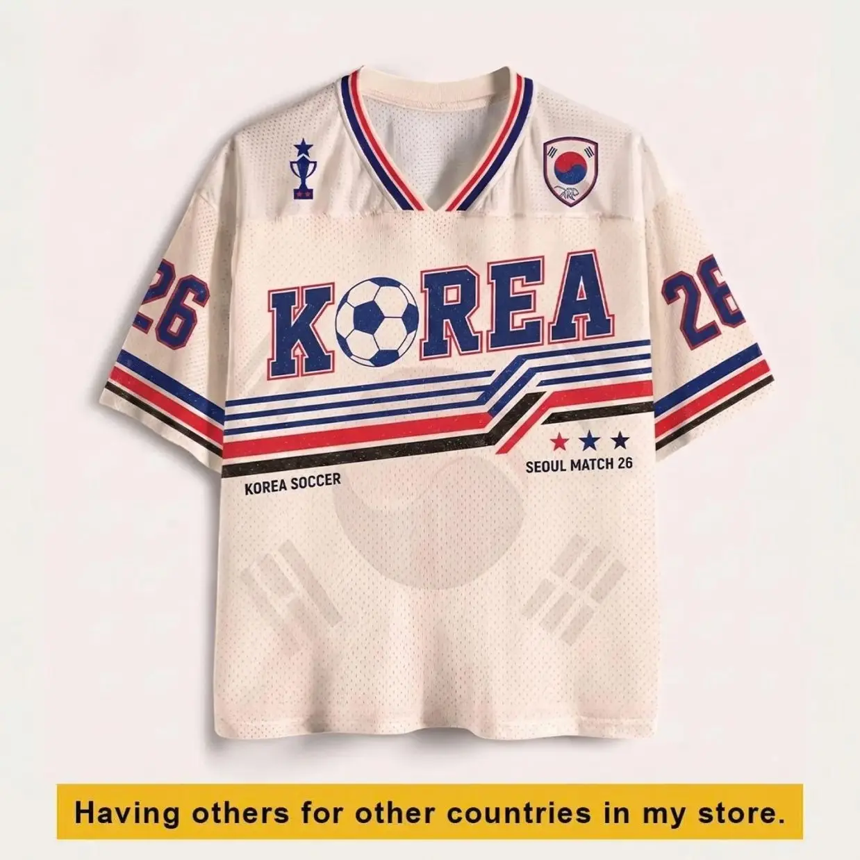 South Korea Soccer Jersey, Retro Korea Shirt, Custom Name Number Jersey, Korean Football Fan Gift