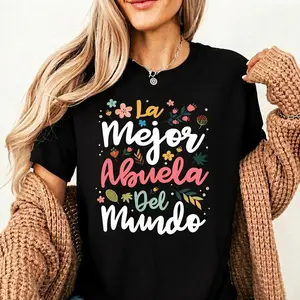 Women's Casual Short-Sleeve T-Shirt, Hispanic Grandma & Mother's Day Themed Top,summervibes