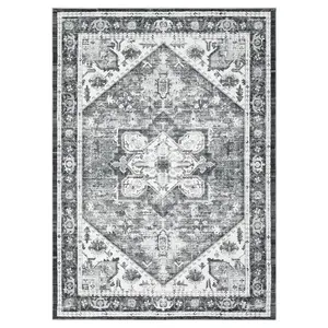 【GARVEE】Vintage Machine Washable Area Rug - Ultra-Thin, Stain Resistant & Non-Slip Rug for Living Room, Bedroom & Home Decor