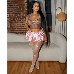 summer spring clothes Satin Puff Mini Skirt Cute Sexy Dress Y2K Streetwear Women Fashion Summer Clothes High Waist Pencil Short Bubble Pleated Skirts