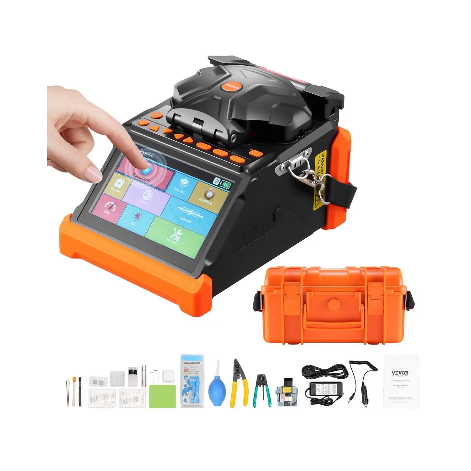 VEVOR Fiber Fusion Splicer 6 Motors, Core & Clad Alignment Fibers Optic Splicer with 6s Fast Splicing and 13s Heating, 5" Touch Screen, 3 in 1 Fiber Holder, 7800mAh Battery for SM MM DS NZDS FibersSummervibes