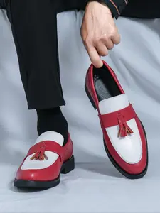 Men's Fashionable Patchwork Design Slip on Tassel Loafers, Casual Comfortable Pointed Toe Flat Shoes for Party, Daily Clothing Decor for Men, Footwear