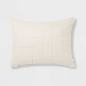 King Space Dyed Cotton Linen Sham Khaki - Threshold: Woven Zippered Pillow Cover, OEKO-TEX Certified