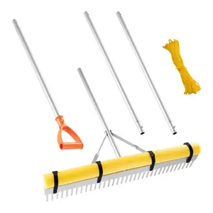 VEVOR Landscape Rake, 36 inch Wide Head 133 inch Handle, Large Heavy Duty Aluminum Landscaping Leaf Rake Tool, Asphalt Level for Loosening Soil, Garden & Yard, Pond Gravel & Beach Lawn Care, 52ft Rop