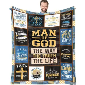 Christian Gifts for Men, Religious Gift for Men, Man of God Gifts, Bible Gift for Man, Catholic Present for Him, Birthday Spiritual Present for Him Throw Blanket 60"x50"