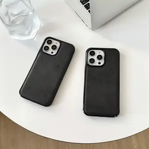 Case & Nova. Luxury minimalist leather phone case with number pattern for iPhone 17 Pro Max, 16, 15, 14, 13 — premium shockproof protective shell junk Rustic Silicone beautiful