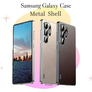 Ultra-Thin Metal Aluminum Frame Phone Case for Samsung Galaxy S26 S24 S25 Ultra, Anti-Drop Protection PC Back Cover, Free Screen Protector Included. (Comes with 1 screen protector)