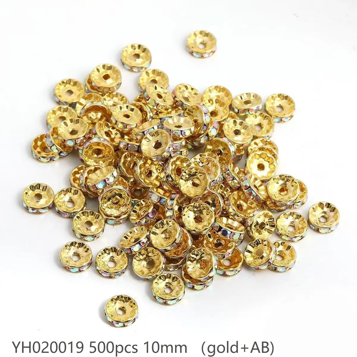 #20（10mm 500pcs) Gold/White AB YH020019