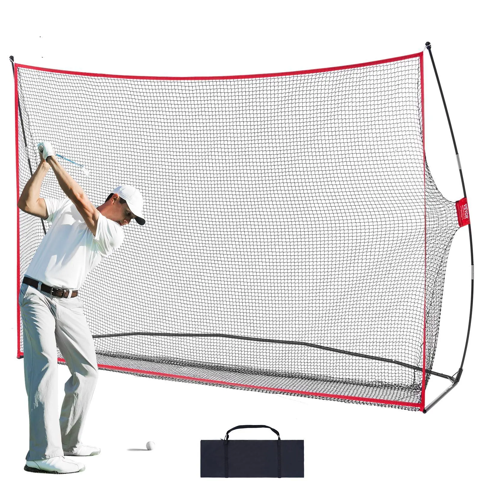 【Fallpicks】VEVOR 10.8x7 ft 210D Oxford Fabric Practice Hitting Net, Double Stitched Portable Indoor/Outdoor Driving Range with Sturdy Fiberglass Rods & Carry Bag, Perfect Gift for Adults & All Golf Enthusiasts (Includes Golf Ball Compatibility)