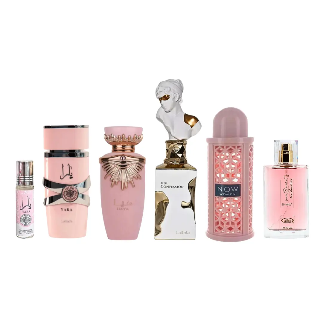 Lattafa Unisex Fragrance Set - Yara, Haya, NOW (Female), Her Confession, Yara Oil, Choco Musk Marshmallow (50ml) for Selfcare Marshmallow Fragrance