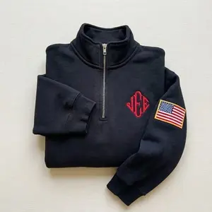 Embroidered J.E.E. Epstein Quarter Zip Sweatshirt, JEE Monogram 1/4 Zip Pullover, Preppy Meme Unisex Sweater