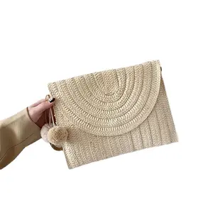 Straw Clutch Bag, Women's Summer Beach Straw Bag, Handmade Casual Beach Tote, Woven Envelope Bag, Flap Clutch, Straw, Summer, Beach, Woven