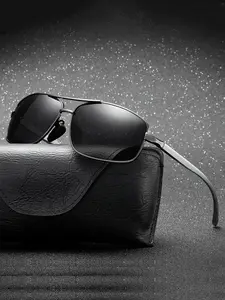 vintage magnesium aluminum alloy square sunglasses, suitable for both genders, anti-glare and Windproof Polarized Sunglasses, making them ideal for day and night use